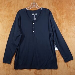 INK + IVY Sleepwear Mens Large Black Pullover Henley Pajama Shirt Antimicrobial